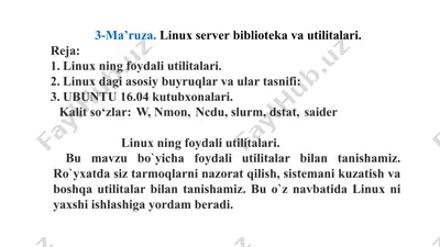 linux server biblioteka va utilitalari — PPTX