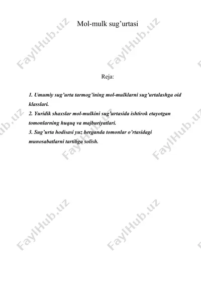 mol-mulk sug’urtasi — DOC