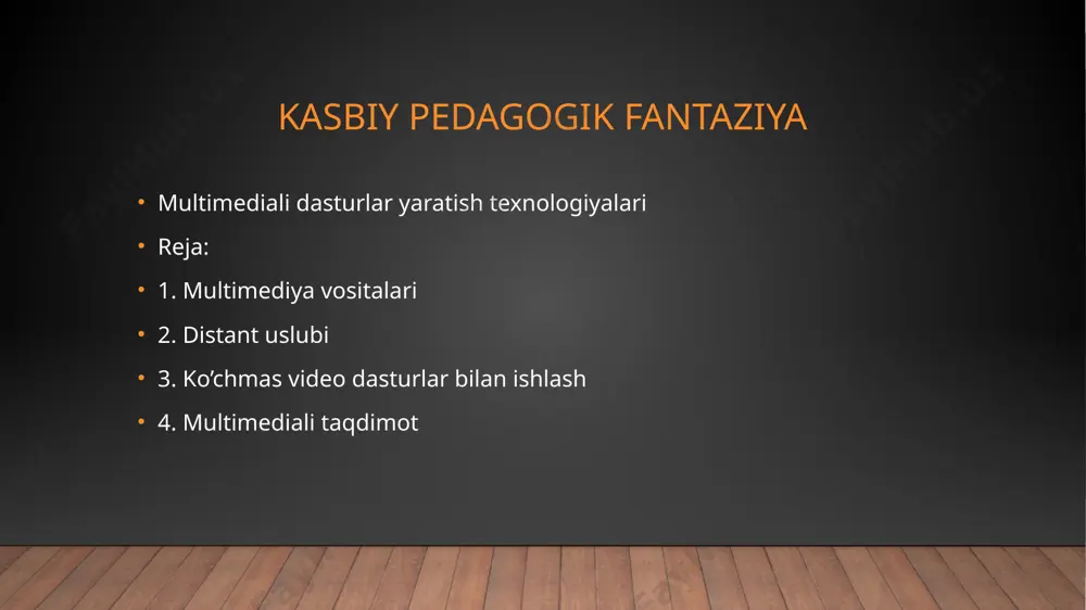 ta'lim, ish lash yoki dam olish sharoitlarini yaxshilashga imkon beradi . multimedia vositalari asosida o’quvchilarga ta'lim berish va kadrlarni qayta tayyorlashni yo’lga qo’yish xozirgi kunning dolzarb masalalaridandir. multimedia tushunchasi 90-yillar boshida xayotimizga kirib keldi. uning o’zi nima degan savol tug’iladi? ko’pgina mutaxassislar bu atamani turlicha tahlil qilishmoqda. bizning fikrimizcha, multimedia bizning fikrimizcha, multimedia - bu informatikaning dasturiy va texnikaviy vositalari asosida audio, video, matn, grafika va animatsiya (ob'yektlarining fazodagi xarakati) effektlari asosida o’quv materiallarini o’quvchilarga yetkazib berishning mujassamlangan xoldagi ko’rinishidir. rivojlangan mamlakatlarda o’qitishning bu usuli, xozirgi kunda ta'lim sohasi yo’nalishlari bo’yicha tatbiq, qilinmoqda. xatto, xar bir oila multimedia vositalarisiz xordiq, chiqarmaydigan bo’lib koldi. multimedia vositalarining 1981 yildagi yalpi oboroti 4 mlrd. aqsh dollarini tashkil qilgan bo’lsa, 1994 yili esa 16 mlrd. aqsh dollarini tashkil kildi. x,ozirgi kunda esa sotilayotgan har bir komp'yuterni multimedia vosi talarisiz tasavvur qilib bo’lmaydi. kompyuterlarning 70- yillarda ta'lim soxasida keng qo’llash yo’lida urinishlar zoye ketganligi, avvalombor, …