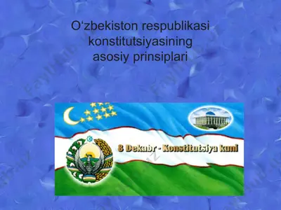 o‘zbekiston respublikasi konstitutsiyasining asosiy prinsiplari — PPT