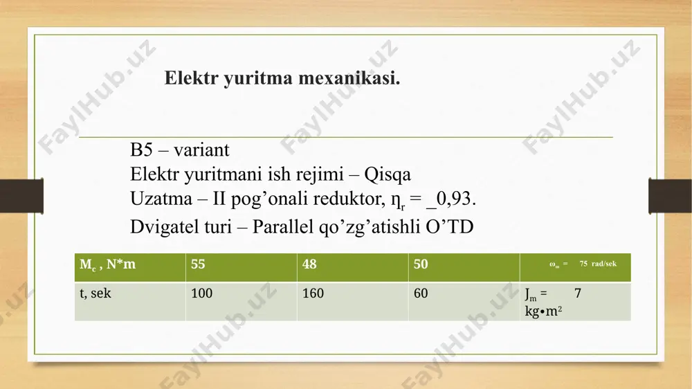 kurs loyihasi "elektr yuritma asoslari" - Page 4