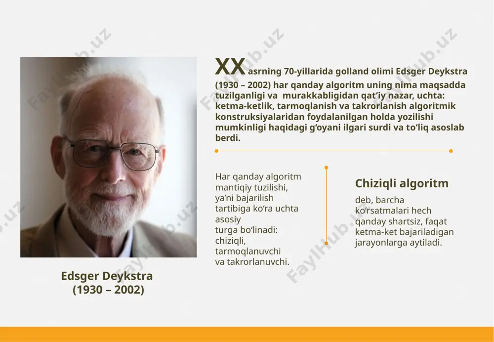 t https://www.powerusersoftwares.com/! 4 endi s masofani hisoblash algoritmini so‘zlar va blok-sxema orqali ifodalaymiz: boshlansin; 1 a, t larning qiymatlari kiritilsin; 2 sayyohning avtobusda t soatda bosib o‘tilgan yo‘li: s1 = 60 * t hisoblansin; 3 qishloq bilan shahar orasidagi masofa: s = a + s1 hisoblansin; 4 s ning qiymati yozilsin; 5 tugatilsin. 6 this template was inserted from power-user, the productivity add-in for powerpoint, excel and word. get thousands of templates, icons, maps, diagrams and charts with power-user. visit https://www.powerusersoftwares.com/! 5 image6.emf image7.png /docprops/thumbnail.jpeg