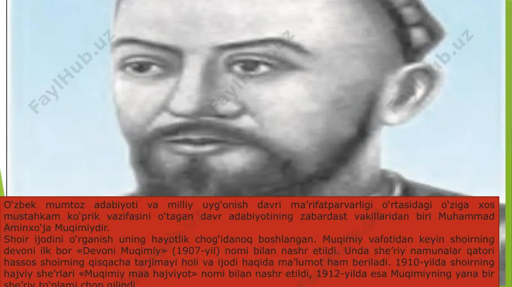 muqimiy hajviyoti haqida slayd - Page 4