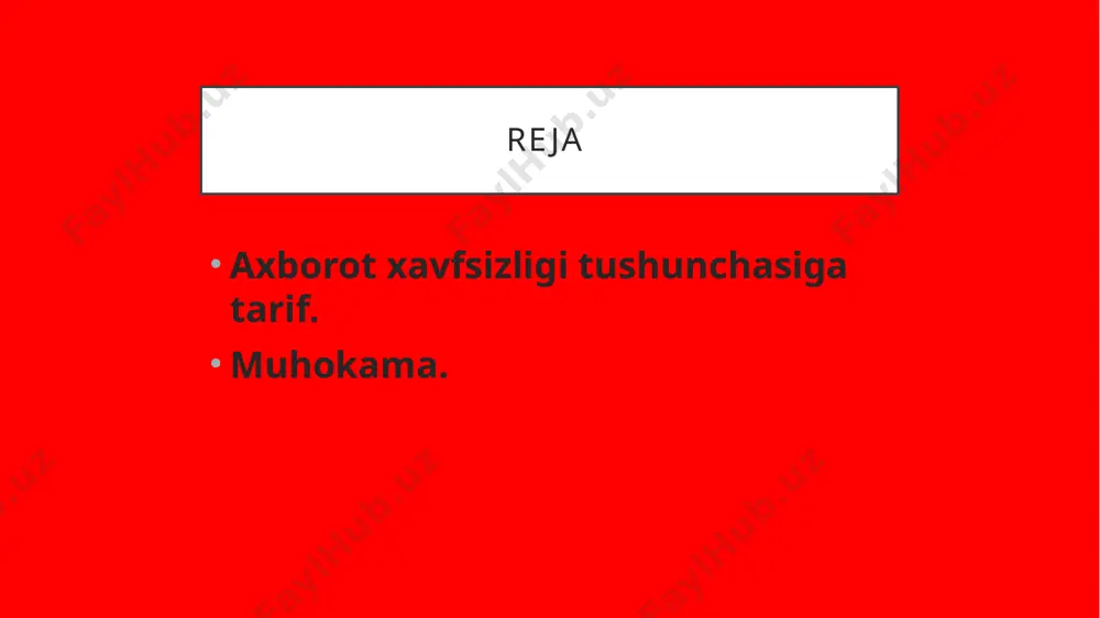 ma’lumotlar bazalarining axborot xavfsizligini ta’minlash; o‘zbekiston respublikasi aloqa, axborotlashtirish va telekommunikatsiya texnologiyalari davlat qo‘mitasi huzuridagi axborot xavfsizligini ta’minlash markazi mazkur markazning asosiy maqsadi etib, «elektron hukumat» tizimining axborot tizimlari, resurslari va ma’lumotlar bazalarining, shuningdek internet tarmog‘i milliy segmentining axborot xavfsizligini ta’minlash sohasidagi normativ-huquqiy bazani takomillashtirish bo‘yicha takliflar ishlab chiqish, davlat organlari tizimlari va axborot resurslarida axborot xavfsizligini ta’minlash belgilangan. markaz xodimlari axborot xavfsizligiga hozirgi vaqtdagi tahdidlar to‘g‘risidagi ma’lumotlarni yig‘ish, tahlil qilish va to‘plash bilan shug‘ullanadilar, «elektron hukumat» tizimi axborot tizimi, resurslari va ma’lumotlar bazalariga noqonuniy kirib olish holatlarining oldini olishni ta’minlaydigan tashkiliy va dasturiy-texnik yechimlarni samarali qabul qilish bo‘yicha tavsiyalar va takliflar ishlab chiqishda ishtirok etadilar ijtimoiy tarmoqdagi tahdidlar yoxud o‘rgimchak to‘ri din nomi bilan ish yuritayotgan g‘arazli kimsalar yoshlarni o‘z tuzoqlariga ilintirishda internetdan ustalik bilan foydalanmoqda. o‘zlarini “yaqin do‘st” yoki “hidoyatga chorlovchi” sifatida tanitib, yoshlarni to‘g‘ri yo‘ldan chalg‘itmoqda hozirgi kunda xitoyda 500 milliondan, rossiyada 50 milliondan, o‘zbekistonda 10.2 milliondan …