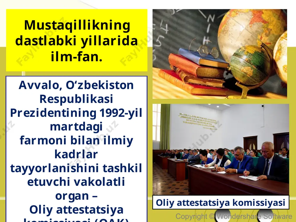 gi yillarda mamlakatda ta’lim-tarbiya tizimining sifati va samaradorligini oshirish, bog‘cha tarbiyalanuvchilari, o‘quvchi va talaba yoshlarda zamonaviy bilim va ko‘nikmalarni shakllantirish, ta’lim tizimlari hamda ilm-fan sohasi o‘rtasida yaqin hamkorlik va integratsiyani, ta’limning uzviyligi va uzluksizligini ta’minlash borasida tizimli ishlar amalga oshirilmoqda. copyright © wondershare software shu bilan birga, milliy ta’lim-tarbiya tizimining amaldagi holati uni zamon talablari asosida modernizatsiya qilish, yoshlarni yuksak bilim-ma’rifat egalari, jismoniy va ma’naviy sog‘lom insonlar etib tarbiyalash, ta’lim muassasalarining rahbar va pedagog xodimlari nufuzini oshirish, ularning samarali faoliyat yuritishi uchun zarur shart-sharoitlar yaratish bo‘yicha izchil chora-tadbirlarni amalga oshirishni talab etmoqda. copyright © wondershare software mamlakatimiz ta’lim-tarbiya va ilm-fan sohalarini takomillashtirish, jamiyatimizda o‘qituvchi va pedagog xodimlar, ilmiy va ijodkor ziyolilarga bo‘lgan hurmat-e’tiborni yanada oshirish, o‘quvchilarning kasbiy mahoratini rivojlantirish, tizimda xususiy sektor ishtirokini kengaytirish maqsadida: copyright © wondershare software o‘zbekistonning yangi taraqqiyot davrida ta’lim-tarbiya va ilm-fan sohalarini yanada rivojlantirishning asosiy yo‘nalishlari etib quyidagilar belgilansin: mamlakat taraqqiyoti uchun yangi tashabbus va …