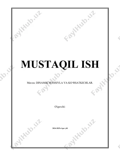 dinamik massivlar va ko'rsatkichlar — DOCX