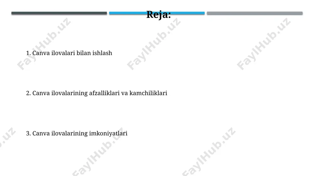 canva interfeysi turli xil qurilmalar, shu jumladan kompyuterlar, smartfonlar va planshetlar bilan mos keladi va 100 dan ortiq tilni qo'llab-quvvatlaydi, bu esa global foydalanuvchilarga qulaylik yaratadi. canva dizayn vositalari canva'ning 100 dan ortiq turdagi dizayn shablonlari mavjud boʻlib, ular foydalanuvchilarga turli xil loyihalar, jumladan, ijtimoiy media postlari, taqdimotlar va boshqalarni yaratish imkoniyatini beradi. canva'da ranglarni tanlash vositasi, matn formatlash vositalari, vektor grafikalari bilan ishlash kabi 20 dan ortiq qo'shimcha funksiyalar mavjud bo'lib, dizayn jarayonini ancha soddalashtiradi. canva nima? canva 100 dan ortiq turdagi dizayn shablonlari, shu jumladan, ijtimoiy media postlari, prezentatsiyalar va logotiplarni taklif etadigan, foydalanuvchilar uchun qulay grafik dizayn platformasidir. canva bepul va pullik variantlarni taklif qiladi, pullik versiyasi qo'shimcha xususiyatlar, masalan, 100 000 dan ortiq professional fotosuratlar va grafik elementlarga kirish imkonini beradi. canva branding canva brending strategiyasi mijozlarga 99% ga yaqin moslashuvchanlik va turli xil ijtimoiy media platformalariga moslashtirilgan dizaynlarni yaratish imkoniyatini taqdim etadi. canva'ning logotip yaratuvchi …