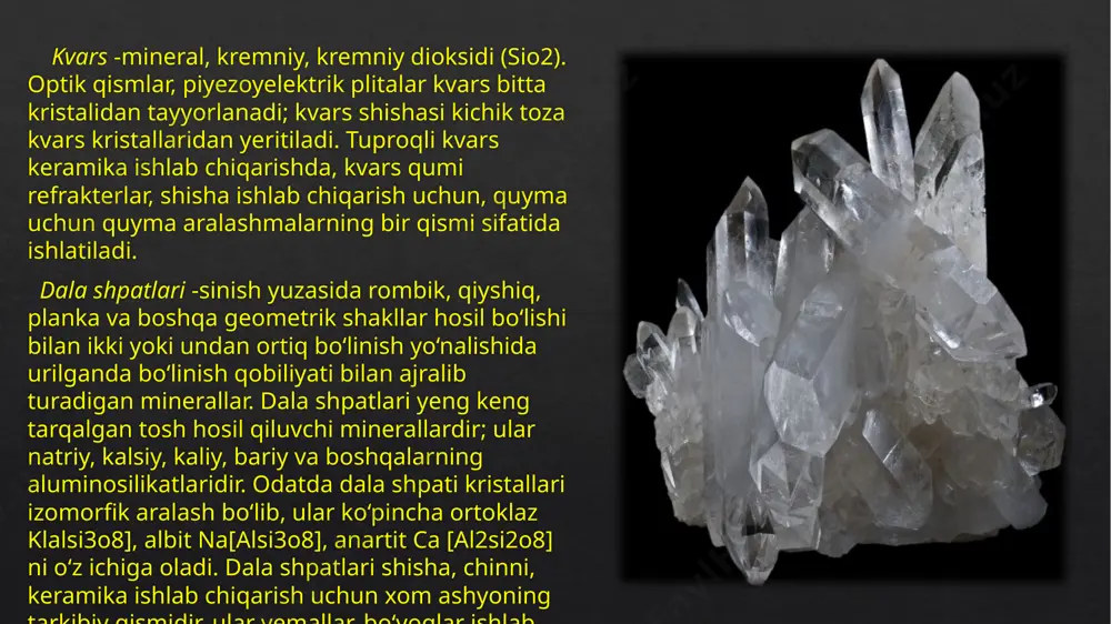 orlangan mikro-kukunlar am va an navlariga yega va sintetik afm va asn dan. oddiy abraziv qobiliyatning am va afm navlarining mikro kukunlari qattiq qotishmalar va boshqa qattiq va mo‘rt materiallarni, shuningdek po‘latdan, quyma temirdan, rangli metallardan yasalgan qismlarni qayta ishlaydigan abraziv vositalarni ishlab chiqarish uchun mo‘ljallangan., agar kerak bo‘lsa, yuqori sirt tozaligini olish uchun. borazon (elbor) – bor nitridi bn asoslangan materiallar (uning kubiktarkibi-modifikatsiyasi). u olmosnikiga yaqin qattiqlikka, bir xil kuchga va katta issiqlikka chidamlilikka yega va 1500-1600 gacha qizdirilganda kesish xususiyatlarini yo‘qotmaydi.s. qattiq ishlaydigan po‘latlarni, ayniqsa normal va yuqori mahsuldorlikdagi yuqori tezlikda ishlaydigan po‘latlarni maydalash uchun mo‘ljallangan abraziv asboblar ishlab chiqarish uchun tavsiya yetiladi. grafit uglerodning yeng barqaror allotropik shakli hisoblanadi. grafit tuzilishi qatlamli. qatlamlar orasidagi kuchsiz bog‘lanish (geksagonal sistemada kristallanadi) harakatchan yelektronlar bilan aniqlanadi, bu yesa o‘z navbatida grafit qatlamlarning bir yo‘nalishda ajralishiga, uning past qattiqligiga va yuqori yelektr o‘tkazuvchanligiga sabab bo‘ladi. grafit uglerodning allotropik navlaridan biridir. grafit …