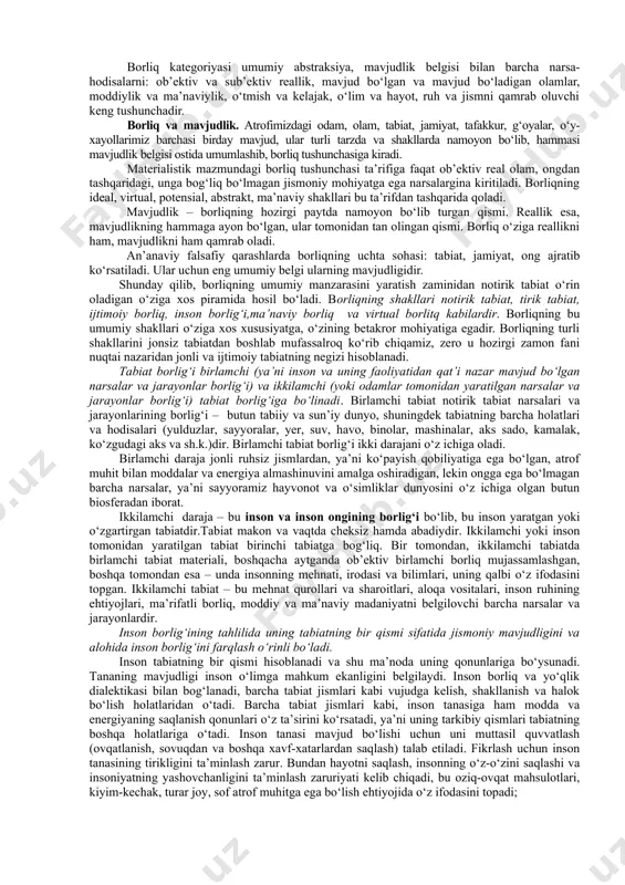 deyishimiz mumkin. mantiqan olganda esa “kun” masalasini bugungi kundagi ma’nosi bilan tushunish to‘g‘ri bo‘lmaydi. chunki olam yaratilishi jarayonining ilk bosqichlarida yerning quyosh atrofida aylanuvchi asosiy sababi mavjud bo‘lmagan. qur’on tarjimalarida ham bibliyadagidek olam yaratilishi jarayoni olti kunga teng davr ichida sodir bo‘lgan. ya’ni mufassirlar “yavm” so‘zini uning keng tarqalgan ma’nosidan kelib chiqib, “kun” deb tarjima qilganlar: إن ربكم ألله الذى خلق السموات والأرض فى ستة أيام ثم استوى على العرش ... “ darhaqiqat, rabbingiz osmonlaru yerni olti kunda yaratgan...” . bizningcha, ushbu masalada qur’onning tarjima va tafsirlaridagi “kun” so‘zini “davr” ma’nosida qabul qilish kerak. mazkur oyatni “parvardigoringiz osmonlar va yerni olti davr ichida yaratdi” deb tushunish maqsadga muvofiq. boshqa tomondan olib qaraganda, islomning ilk davrlaridagi yahudiy va masihiylar orasida keng tarqalgan “olti kunlik yaralish”ga ochiqchasiga qarshi chiqmaslik maqsadida, “yavm”ni “kun” deb ongli ravishda tarjima qilingan. lekin “yavm” quyoshning chiqib botishi orasidagi vaqtni emas, ko‘proq kunduzgi kun yorug‘ligini bildiradi. shu ma’noda …