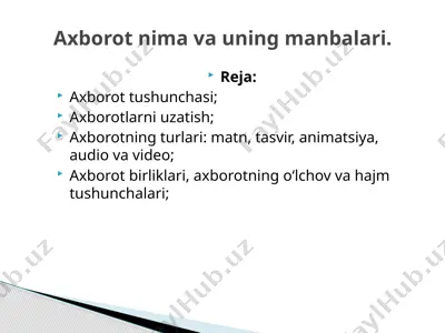axborot tushunchasi va fayllar haqidagi taqdimot — PPTX