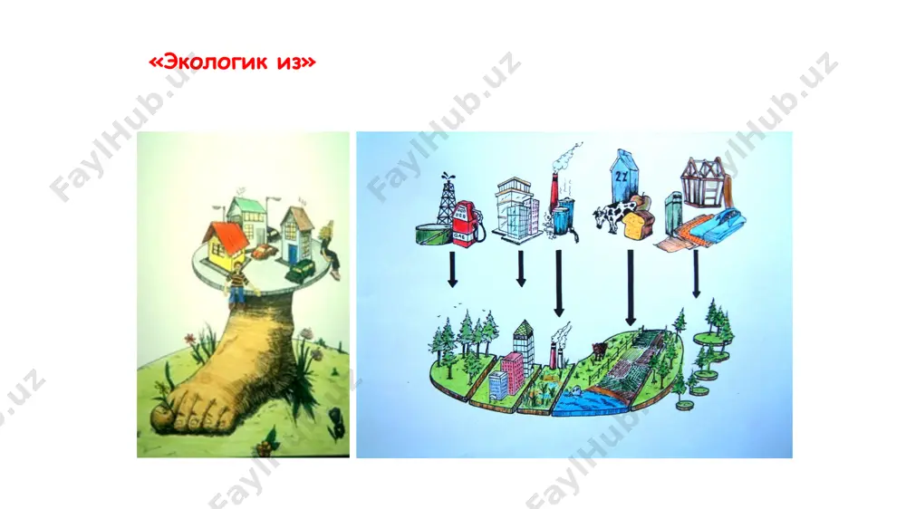 қариш ҳажмини 15%га (7,8 млрд. тонна со2 эквиваленти) қисқартириш, 1015,8 млрд. доллар тежаш мумкин бўлади иқтисодий адабиётда “яшил” иқтисодиётни ривожлантиришнинг қуйидаги йўналишлари ажратилади: 1. тикланадиган энергия манбаларини ўзлаштириш. 2. чиқиндиларни бошқариш тизимини такомиллаштириш. 3. сув ресурсларини бошқариш тизимларини такомиллаштириш. 4. “соф”, “барқарор” ёки “яшил транспорт”ни ривожлантириш. 5. қишлоқ хўжалигида органик деҳқончиликни ривожлантириш. 6. уй-жой коммунал хўжалигида энергия самарадорлигини ошириш. 7. экотизимларни сақлаб қолиш ва бошқарув самарадорлигини ошириш. 8. “яшил технологиялар”ни яратиш ва сотиш бозорларини ривожлантириш. 1. тикланадиган энергия манбаларини ўзлаштириш энергетика сектори электрэнергиядан фойдаланиш имкониятидан маҳрум овқат тайёрлаш ва яшаш жойини иситиш учун дарахт, кўмир ва ҳайвонлар аҳлатидан фойдаланишади ҳар йили 4 миллиондан ортиқ кишининг ўлимига сабаб бўлмоқда 2030 йилга қадар ҳозирги 400 млрд. доллардан 1,25 трлн. долларга қадар ошириш зарур атмосферага иссиқхона газларини чиқариш миқдорининг 60%и. ер шарида 1,2 млрд. киши . 2,8 млрд. киши уй ҳавосининг бузилиши “яшил” энергетика соҳасига сарфланаётган йиллик инвестициялар 2. чиқиндиларни бошқариш тизимини такомиллаштириш …