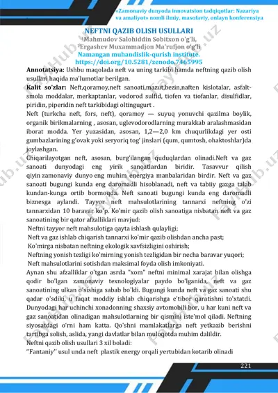 neftni qazib olish usullari — PDF