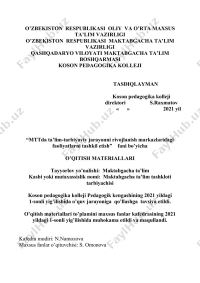 o’qitish materiallari to’plami — DOC