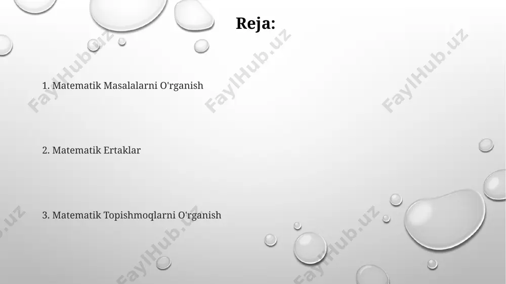 metrik shakllar yordamida samarqanddagi tarixiy obidalarga bog‘liq vaziyatlarni modellashtirish orqali beriladi. toshkentdagi bir maktabda, 8-sinf o‘quvchilari “amaliy masalalar”ni yechishda, 25 ta turli xil amaliy vaziyatlarni o‘z ichiga olgan, 100 ga yaqin misollar to‘plamini mustaqil ravishda hal qilishdi. masalalarni yechish strategiyalari samarqanddagi matematika olimpiadalarida ishtirok etgan 150 talabadan 70 nafari tenglama yechishda grafik usulini, 40 nafari esa algebraik usulini samarali qo‘llaganini ko‘rsatdi. 9-sinf o‘quvchilari uchun geometrik masalalarni yechishda pythagoras teoremasi va 30-60-90 uchburchaklarining xossalarini bilish muhim ahamiyatga ega. toshkent shahridagi maktablarda o‘tkazilgan tadqiqotlar shuni ko‘rsatdiki, matematik masalalarni yechishda mantiqiy fikrlash qobiliyati va 2 dan 10 gacha bo‘lgan sonlarni tahlil qilish ko‘nikmalari muhim rol o‘ynaydi. ijodiy yondashuvlar “ijodiy yondashuvlar” yondashuvi matematik masalalarni 3 bosqichda (tahlil, strategiya, yechim) hal qilishni o'rgatadi va matematikadan qo'rqishni 10% ga kamaytirishga yordam beradi, degan natijalar buxoro viloyatida olingan. “ijodiy yondashuvlar” o'quv dasturida 5 yoshdan 12 yoshgacha bo'lgan bolalar uchun 30 dan ortiq matematik muammolar va mantiqiy topshiriqlar …