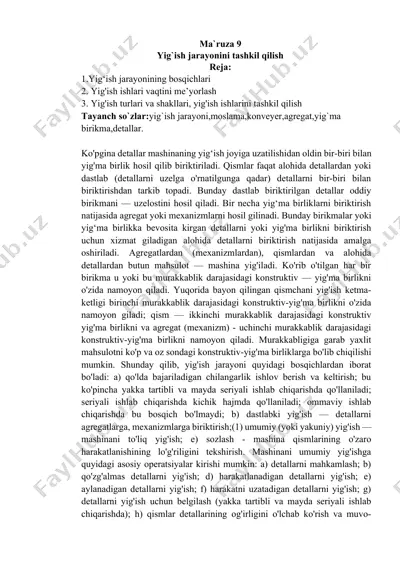 yig'ish jarayonini tashkil qilish — DOCX