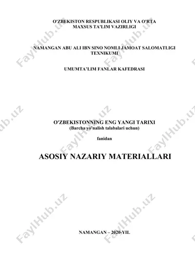 o'zbekistonning eng yangi tarixi — DOCX