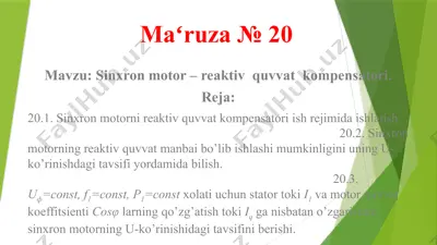sinxronmotor –reaktivquvvatkompensatori — PPTX