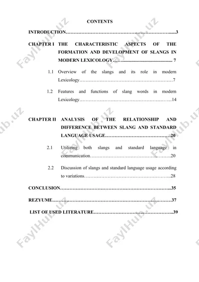 the characteristic aspects of slangs in modern lexicology — DOC