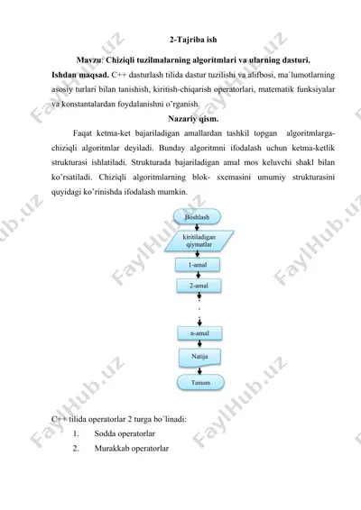 chiziqli tuzilmalarning algoritimi va dasturlari — DOCX