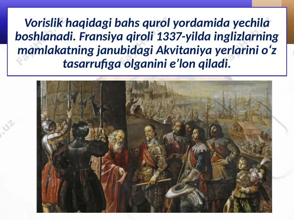 yuz yillik urushning boshlanishi va uning dastlabki davri. 7- sinf - Page 5