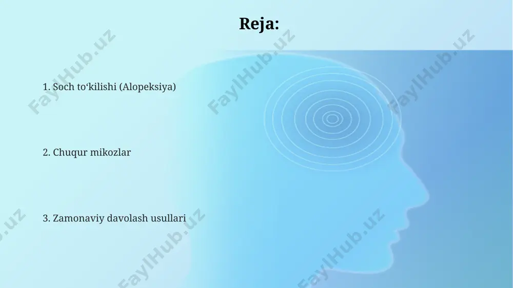 ruv sezgirligi 95% dan yuqori. qo'ziqorin madaniyatini aniqlash uchun mikroskopik tekshiruvlar o'tkaziladi, bunda 10-15% ga yaqin holatlarda histologik tekshiruvlar qo'shimcha diagnostika sifatida qo'llaniladi. serologik testlar, masalan, elisa yoki immunofluoresensiya testlari qo'llanilib, qonda antifungallarga qarshi antitellar darajasini aniqlash mumkin. diagnostika usullari серологик тестлар, масалан, elisa ёки иммунофлуоресценция, қондаги замбуруғга қарши антителоларни аниқлашга ёрдам беради, лекин бу усулларнинг сезгирлиги 70-80% ни ташкил этади. маданият экиш усули орқали 2-4 ҳафта давомида замбуруғ колонияларининг ўсиши кузатилиб, ташхислашда муҳим аҳамиятга эга бўлган турлари аниқланади. чуқур микозларни ташхислашда тери биопсияси ва гистопатологик текширувлардан фойдаланилади, бунда 5-10 мкм қалинликдаги бўлимларда замбуруғларнинг микроскопик ташхиси аниқланади. jarrohlik davolash usullari ba'zi holatlarda, 2-3 sm dan katta chuqur mikoz o'choqlari jarrohlik yo'li bilan olib tashlanadi va keyinchalik rekonstruktiv jarrohlik amaliyotlari o'tkaziladi. jarrohlik davolashda, chuqur mikozlar bilan bog'liq keng tarqalgan alopesiya holatlarida teri transplantatsiyasi 80% muvaffaqiyat ko'rsatkichiga ega bo'lishi mumkin. jarrohlik muolajalari, masalan, katta hajmdagi nekroz yoki yiringli yallig'lanish mavjud bo'lganda, antibiotik …