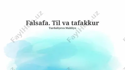 falsafa. til va tafakkur — PPTX