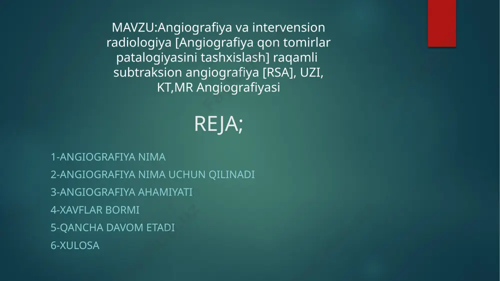 tiqilib qolgan qon tomirining og'irligi va aniq joylashishini qidiradi. boshqa sabablarga embolizatsiyadan oldin qon ketadigan joyni topish, qon quyqasini topish va olib tashlash va qon oqimini tiklash, shubhali muammoni aniqlash uchun qon namunalarini olish va kelajakda operatsiya qilish uchun qon tomirlaringiz xaritasini olish kiradi. haqiqiy protsedura kateterni kiritish joyida mahalliy og'riqsizlantirishni qabul qilasiz. agar siz ignalarga sezgir bo'lsangiz yoki undan qo'rqsangiz, bu qadam tashvish tug'dirishi mumkin. kontrastli vositani quyish paytida siz issiqlikni sezishingiz mumkin, ammo bu bir necha soniya ichida o'tadi. mashina rentgen tasvirini olayotganda juda harakatsiz turing. ba'zida shifokor iloji boricha aniq tasvirni ta'minlash uchun nafasingizni qisib qo'yishingizni yoki tanangizni almashtirishingizni so'rashi mumkin. qancha davom etadi anjiyografi bir soatdan kam vaqt olishi kerak. ammo kateter bilan bog'liq bo'lgan asorat shifokorni yangi joylashish joyini topishga majbur qilishi mumkin. agar siz angioplastika yoki stentlashni talab qilsangiz, bu jarayonni uzaytiradi. kateter chiqarilgandan so'ng, tibbiyot xodimlaridan biri, qon ketishini to'xtatish uchun kirish nuqtasiga …