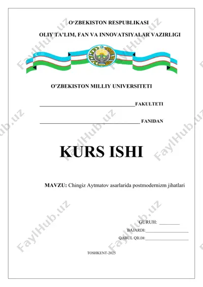 chingiz aytmatov asarlarida postmodernizm jihatlari — DOCX