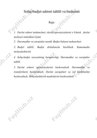 soliq-budjet sektori tahlili va bashorati — DOC