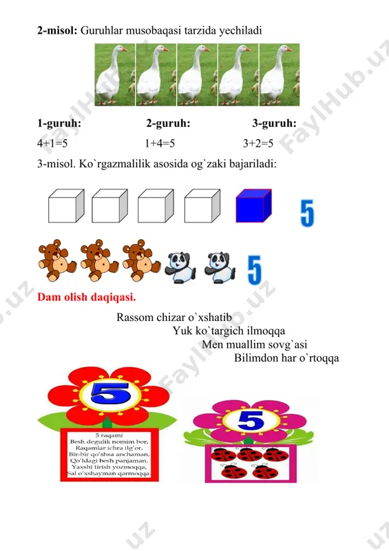 5 soni tarkibi dars ishlanmasi - Page 5