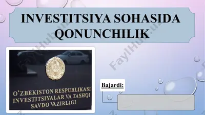 investitsiya sohasida qonunchilik — PPTX
