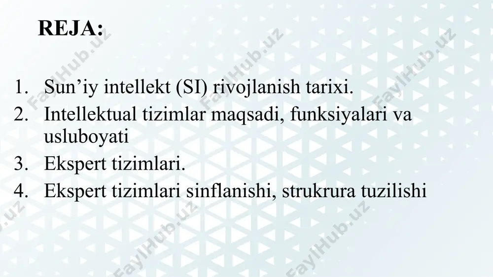 , kompaniyada ishlashni, musiqa bastalashni, hattoki, maqola yozishni ham o'rgandi. ayrim mutaxassislar ushbu texnologiyaning salbiy jihatlari haqida so'zlasa, boshqalari esa insoniyatning eng yirik kashfiyotlari qatoriga sun`iy idrokni ham qo'shib bo'lgan. barcha muhokamalar ana shu texnologiya shiddat bilan rivojlanayotgan bir davrda yuz bermoqda. business insider nashri insoniyat sun`iy idrok bilan hamnafas yashashga o'tishdan avval, bir nechta savollarga javob berish kerakligini eslatib o'tdi. texnologiya ijodkorlari va tadqiqotchilarni bir savol o'ylantirmoqda: shu turdagi idrokka ega jismda axloq bo'ladimi?! mestsia kolleji professori va mindfulmarketing.org portali asoschisi doktor devid hegenbuxning fikricha, texnologiya axloq tushunchasiga ega bo'lishi mumkin, ammo buning uchun katta mehnat qilinishi lozim. intellektual axborot texnologiyalarning qo‘llanilishi. intellektual axborot texnologiyalari (iat) – bu siyosiy, iqtisodiy, ijtimoiy va texnik vaziyatlarni tahlil qilishda hamda boshqaruv yechimlarini sintez qilishni tezlashtirishda insonga yordamlashuvchi axborot texnologiyalaridir. iat amaliyotida quyidagi belgilar bilan xarakterlanuvchi muammoli sohaning belgilarini hisobga olinishini nazarda tutadi: · qaror qabul qilishning tezkorligi va sifati; · maqsadlarning noaniqligi …