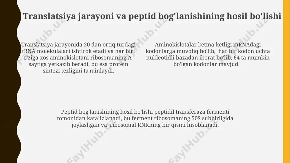 oqsil sentizeda qatnashadigan fermentlarga tavsif - Page 4