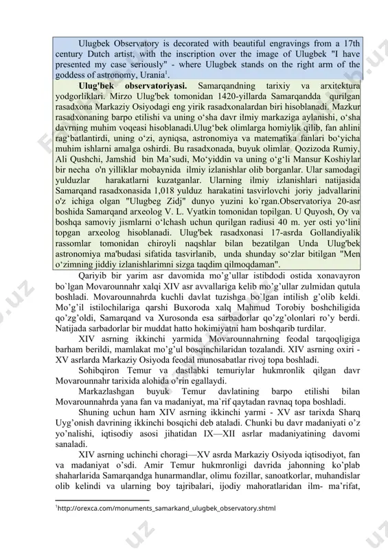 », xv asr muarrihi havofiyning «mujmal-ifosihiy», shomiyning va ali yazdiylarning «zafarnoma»si, ibn arabshohning «amir temur haqidagi xabarlarda taqdir ajoyibotlari», salohiddin toshkandiyning «temurnoma» kabi asarlarida ta`riflanishicha, u o’zi amal qiladigan quyidagi sifatlarini yuksak baholaydi: birinchi sifat: beg’arazlik, boyni kambag’aldan ustun qo’ymaslik. ikkinchi sifat: islomga qat`iy amal qilish. uchinchi sifat: kambag’allarga xayr-ehsonli bo’lish. odillikka erishish. to’rtinchi sifat: haloyiqqa rahm qilish va barchaga naf yetkazish. beshinchi sifat: islomga taalluqli ishlarni barcha ishlardan ustun qo’yish. oltinchi sifat: barcha so’zlarda doim haqiqatgo’ylikka amal qilish. ettinchi sifat: va`da berib, vafo qilish. sakkizinchi sifat: o’zini doimo allohning yerdagi mulki posboni deb bilish, uning izmisiz boshqaga ziyon yetkazmaslik. to’qqizinchi sifat: shariat ishlarida payg’ambar hadislariga amal qilish. o’ninchi sifat: insof bayrog’ini baland ko’tarish va ilm tarqatishni inson buyukligining asosiy zamini deb bilish. shunday qilib, amir temurning o’zi amal qilgan sifatlari umuminsoniy qadriyatlar asosiga qurilganligi bilan alohida ahamiyat kasb etadi. bu o’gitlar xalqlarning bir maqsad sari birlashtirgan, muvaffaqiyatlarga erishtirgan, sehrli …