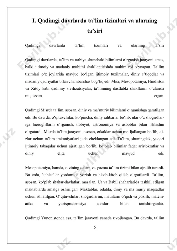 da falsafa, matematika, tabiatshunoslik va boshqa fanlar o‘rganildi, shuningdek, talabalarga kritikal fikrlash va ilmiy izlanish qobiliyatlarini rivojlantirishga qaratilgan dasturlar taklif etildi. shuningdek, o‘rta asrlarda ta’lim va falsafa o‘rtasidagi bog‘lanish muammolarini hal etish uchun ko‘plab falsafiy maktablar va yo‘nalishlar paydo bo‘ldi. masalan, skolastika yo‘nalishi ta’lim jarayonida falsafiy va diniy g‘oyalarni birlashtirishga intildi. skolastiklar, xususan, al-g'azzoli va tomas akvinsiy, ta’limda mantiqiy fikrlashni va dinni ilmiy asoslar bilan o‘rganishni o‘z maqsadlari sifatida belgiladilar. o‘rta asrlarning oxirlariga kelib, insoniyat tarixida ta’lim va falsafa o‘rtasidagi bog‘lanish yanada chuqurlashdi. renessans davri boshlanishi bilan, inson fikrining erkinligi va ilmiy izlanishlar yangi darajaga ko‘tarildi. bu davrda yangi falsafiy g‘oyalar, xususan, empirik va racionalizm kabi yo‘nalishlar ta’limda o‘z aksini topdi. shuningdek, insoniyat tarixida ta’lim va falsafaning rivojlanishi natijasida yangi ilmiy tadqiqotlar va kashfiyotlar amalga oshirildi. natijada, o‘rta asrlarda ta’lim va falsafa o‘rtasidagi bog‘lanish nafaqat ta’lim jarayonini boyitdi, balki jamiyatning intellektual va madaniy rivojlanishiga ham katta hissa qo‘shdi. falsafiy fikrlar …