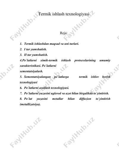 termik ishlash texnologiyasi — DOC