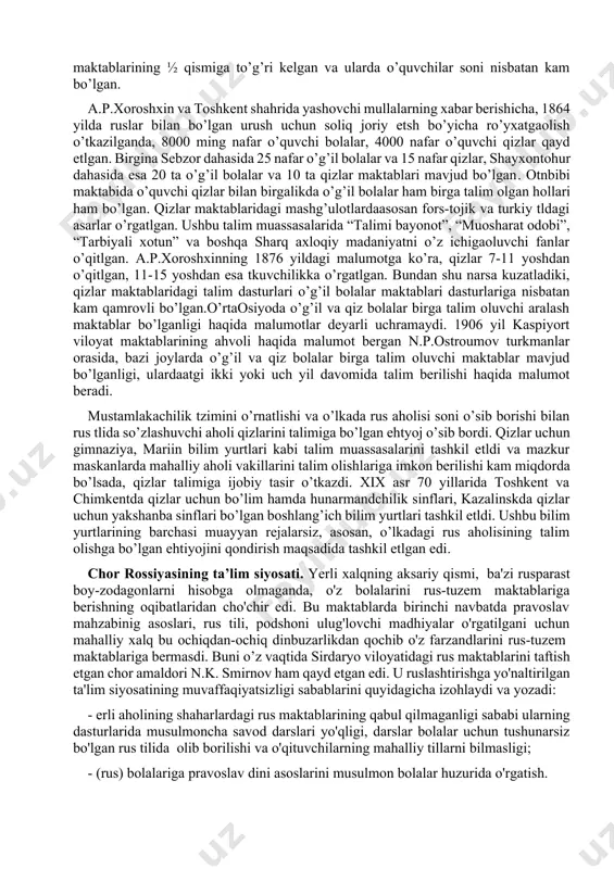 avob beraolmasligini ilmiy-nazariy jihatdan asoslab beradi. risolaning ikkinchi qismidaarab alifbosidagi har bir harfning yozilish uslubini marifiy-didaktk nuqtai nazardan sodda qilib tushuntrishga harakat qiladi. muhammad sodiq qosh-g’ariyning “odob as-solihin” asari – yuksak ma’naviy-axloqiy sifatlarni yorituvchi manba. muhammad sodiq qoshg’ariyning “odob as-solihin” (“yaxshi kishilar odobi”) asari kundalik turmushimizda har kuni har daqiqada bilish zarur bo’lgan turmush odobigaoid xulq-odob qoidalarining majmuidir. asar turkiy tlda yozilgan bo’lib, muqaddima, ett bob vaxotmadan iborat. asarning muqaddimasida uning maqsadi sifatda insonga yaxshi xulq egallashi zarurligi takidlanadi va u odob qoidalarini egallab olmasa va yaxshi xulq bilan odobli va toza bo’lmasa, nafaqat o’ziga, balki butun dunyoga yomonlik tarqatadi, deydi va quyidagi masnaviyni keltradi: adabsiz na o’zi uchun yomonlik qiladi, balki butun dunyoga o’t qo’yadi. “odob as-solihin” asarida bayon etlgan botniy va zohiriy qoidalar: 1. salomlashish va ruxsat so’rash odobi. 2. muloqot odobi. 3. uxlash va yo’l yurish odobi. 4. suhbatlashish odobi. 5. er-xotn odobi. 6. tozalik qoidalari. 7. …