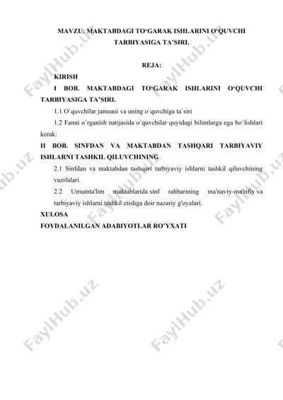 maktabdagi to‘garak ishlarini o‘quvchi tarbiyasiga ta’siri — DOC