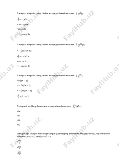 aniqmas integralni toping — DOC
