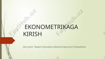 ekonometrikaga kirish — PPTX