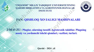 qishloq xo‘jaligi mashinalari — PPTX