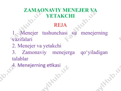 zamaonaviy menejerva yetakchi — PPTX