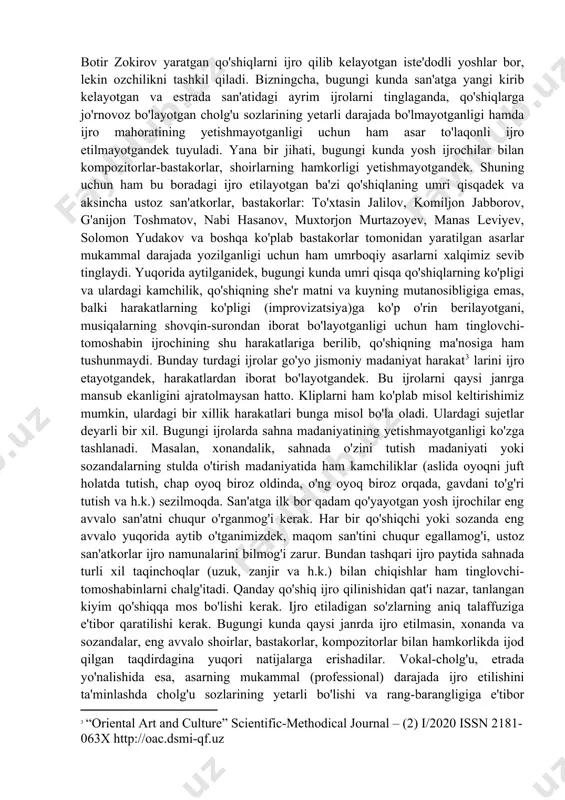 i ta'bir joiz bo'lsa, olti azim daryoga qiyoslash mumkin. bu daryolar asrlar davomida jahon madaniyat ummoniga quyilib, uni har tomonlama to'ldirib, boyitib kelmoqda. shununig uchun ham bu muazzam musiqiy durdona yunesko tomonidan jahon madaniy merosi ro'yxatiga kiritilgani chuqur ma'no va ahamiyatga ega deb o'ylayman. shu o'rinda biz o'zligimizni anglasak, o'tmish tariximizni, madaniyatimizni va san'atimizni chuqur o'rganmoqchi bo'lsak, muhtaram prezidentimiz shavkat mirziyoyevning quyidagi gaplarini dasturulamal qilmog'imiz darkor. - agar biz asl, haqiqiy san'atni bilmoqchi, o'rganmoqchi bo'lsak, avvalo, mumtoz maqom san'atini bilishimiz, o'rganishimiz kerak. - agar biz san'atni, madaniyatni ko'tarmoqchi bo'lsak, avvalo, mumtoz maqom san'atini ko'tarishimiz kerak. - maqom ohanglari, maqom ruhi va falsafasi har bir inson qalbidan, avvalo, unib-o'sib kelayotgan yosh avlodlarimizning ongi va yuragidan chuqur joy olishi uchun bor imkoniyatlarimizni safarbar etishimiz zarur. shunisi quvonarliki, bugungi kunda maqom san'atini chuqur egallab, uni tarannum etib kelayotgan ko'plab yosh, iste'dodli san'atkorlarni ko'rib, ko'zingiz quvonadi kishini. san'atning boshqa janrlari opera, vokal, raqs, cholg'u …