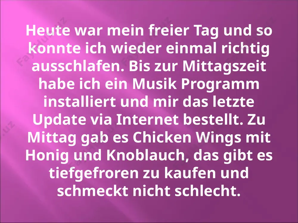 e von der messe. einmal in der woche habe ich frei, und auf diesen tag fixiere ich all das, was sonst liegen bleibt. ich nehme mir jedes mal sehr viel vor.jedoch am abend dieses tages stelle ich fest, es war zu viel, und bin enttäuscht. heute ging wieder einmal alles schief, ich habe bis jetzt nichts zu wege gebracht, außer der erfolglosen suche nach meiner krankenkarte.von zimmer zu zimmer bin ich gerannt... . das ist kein einzelfall, wie oft zersuchte ich mir schon wertvolle stunden, nehme mir dabei stets vor, alles so gut wegzupacken, dass mir so etwas in zukunft erspart bleibt. nun schreibe ich dieses fiasko wenigstens auf, um etwas produktives getan zu haben. draußen schneit es, wir haben frühlingsanfang, das hebt meine stimmung auch nicht gerade. ich muss heut noch etwas tun, das mich zufrieden macht. aber je länger ich darüber nachdenke, was das sein könnte, um so …