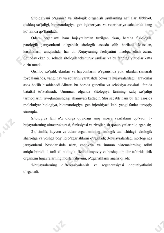skop yaratdi. 1609-1610 yillarda esa soddaroq bo‘lsa ham mikroskop konstruksiyasini ishlab chiqdi. ammo mikroskop va uni ilmiy yo‘nalishda qo‘lash hamon olimlar nazaridan chetda qolaverdi. faqat xvii asrning o‘rtalariga kelganda ingliz fizigi robert guk (1635-1703) 1665 yilga kelib mikroskopni takomillashtiradi va unda o‘simliklarning tuzilishini o‘rganadi. undagi mayda katakchalarni ko‘rib, ularga hujayra degan nom beradi. mikroskop bilan qiziqib qolgan marchello malpigi (1628-1694) birinchi bo‘lib hayvonlar terisi, talog‘i, buyragi va boshqa organlarning mikroskopik tuzilinishi o‘rganadi. natijada u birinchi bo‘lib tasvirlab bergan organlarning ayrim strukturalari uning nomi bilan ataladigan bo‘ldi. masalan, malpigi buyrak koptokchalari, malpigi qavati, malpigi tanachasi va boshqalar shular jumlasidandir. botanik olim neyemiya gryu (1641-1712) to‘qimalar haqida tadqiqot ishlari olib borib, birinchi marta fanga to‘qima tushunchasini kiritdi. ayniqsa 1677 yilga kelganda gollandiyalik havaskor mikroskopchi anton van levinguk (1632-1723) obektni 300 marta kattalashtirib ko‘rsatadigan mikroskop ixtiro qildi. o‘sha davr uchun juda ulkan ixtiro bo‘lgan bu mikroskop yordamida u suv tochisidagi mikroorganizmlarni, ularning harakatini …
