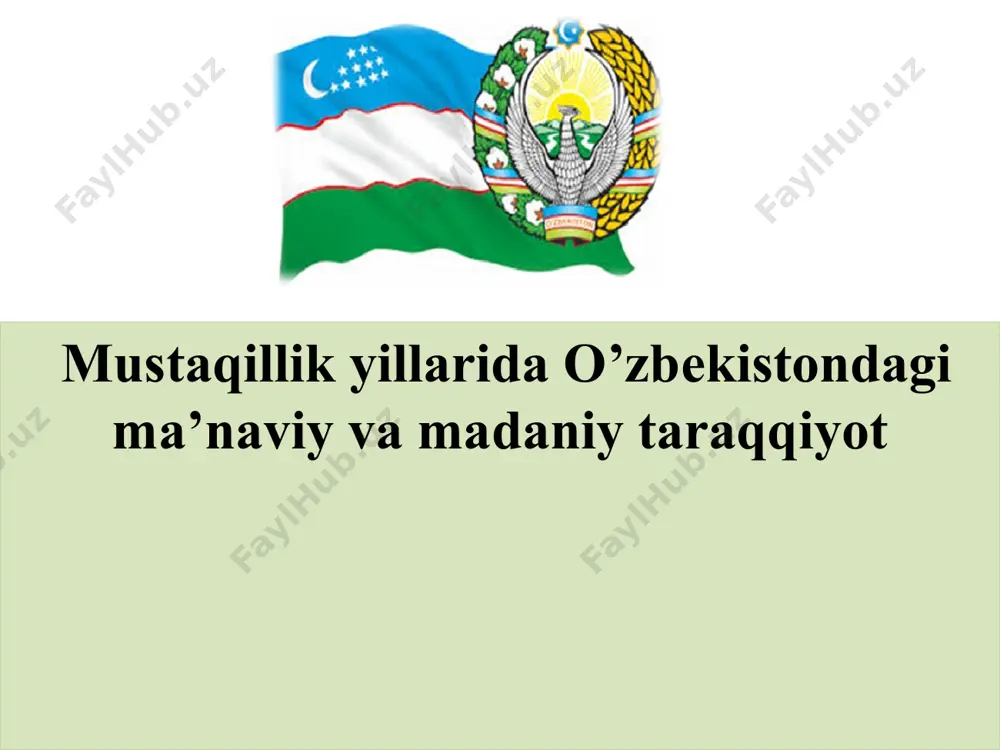 ni bugun hammamiz chuqur anglaymiz”. islom karimov o‘zbekistonda milliy-ma’naviy qadriyatlarning tiklanishi milliy urf-odat va an’analarga e’tibor berildi; milliy tariximiz qaytadan yozildi; yirik davlat arboblarning merosi tiklandi; milliy bayramlar tiklandi; islomiy qadriyatlarga e’tibor qaratildi; tarixiy obidalar qayta ta’mirlandi; qadimiy shaharlarimizning yubileylari o’tkazildi; tariximizda yashab o‘tgan buyuk allomalar, olim-u ulamolarning merosi o‘rganildi. 8 1997-yil - xiva va byxoro shaharlarining 2500 yillik yubileyi nishonlandi. 2002-yil – termiz shahrining 2500 yillik yubileyi nishonlandi. 2002-yil – shahrisabz shahrining 2700 yilligi nishonlandi. 2003 yil – nukus shahrining 70 yilligi nishonlandi va shahar «do‘stlik» ordeni bilan mukofotlandi. 2006-yil – qarshi shahrining 2700 yilligi nishonlandi. 2006-yil – xorazm ma’mun akademiyasining 1000 yilligi nishonlandi. 2007-yil – samarqand shahrining 2750 yillik yubileyi o‘tkazildi. 2007-yil – marg‘ilon shahrining 2000 yillik yubileyi o‘tkazildi. 2009-yil – o‘zbekiston respublikasi poytaxti toshkent shahrining 2200 yilligiga bag‘ishlangan tantanali marosim o‘tkazildi. 2017-yil - samarqand va toshkentda islom karimov haykali ochildi 2017-yil - sharof rashidov tavaludining 100 yilligi …