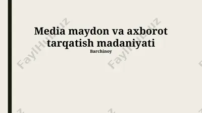 media maydon va axborot tarqatish madaniyati — PPTX