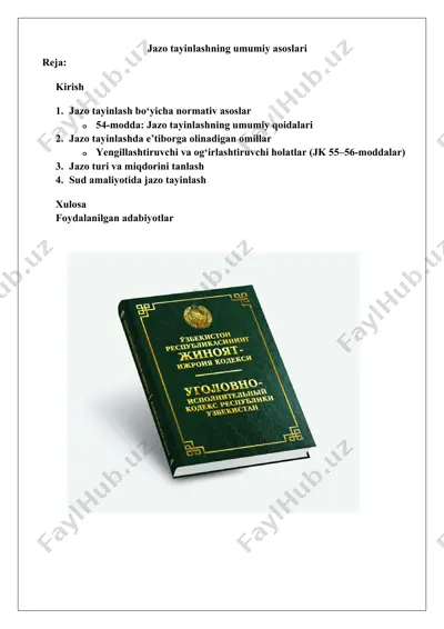 jazo tayinlashning umumiy asoslari — DOCX