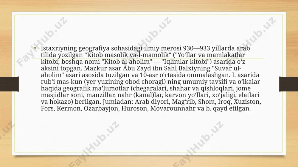 istaxriyning “kitab al masalik val mamalik” asari - Page 4