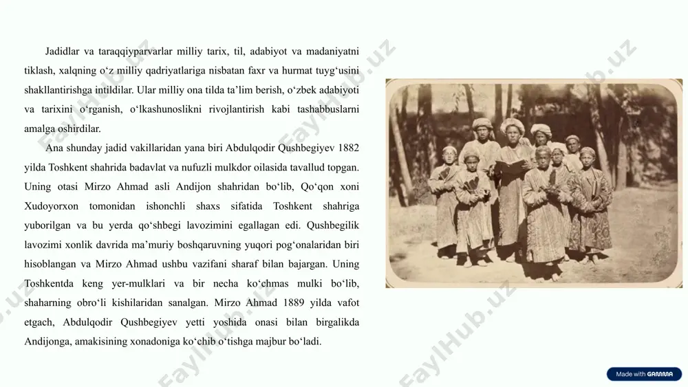 ib olindi. u esa bolshevik hokimiyatini qonuniy tuzum sifatida tan olmagan. biroq, ayrim manbalarda ta’kidlanganidek, u hech qachon ochiq harbiy yoki siyosiy qarshilikka o‘tmagan. barchasiga qaramay, uning moliyaviy salohiyati va jadidlarga bo‘lgan ko‘magi yangi tuzum tomonidan xavf sifatida qabul qilingan. 1917–1918 yillar davomida mirkomilboyga qarshi bo‘hton va imzosiz shikoyat xatlari to‘xtovsiz tushib turgan. unga nisbatan soxta ayblovlar tuzilib, siyosiy sabablar bilan bir necha bor hibsga olingan. abduqodir qushbegiyev, mazkur paytda “sho‘roi islomiya”ning faol a’zosi va andijon soveti tarkibidagi musulmon deputatlar vakili sifatida 1917 yil 30 iyun kuni turkiston komitetiga rasmiy yozma ma’ruza taqdim etdi. unda qushbegiyev turkistondagi jamoat xavfsizligi qo‘mitasi tomonidan musulmonlarga nisbatan tutilgan mun7osabatni keskin tanqid qilgan. uning ma’ruzasida quyidagi so‘zlar keltirilgan: “jamoatchilik xavfsizligi qo‘mitasi o‘z faoliyatining dastlabki qadamlaridanoq musulmon aholisi va musulmon deputatlari sho‘rosiga nodo‘stona munosabatda bo‘lib, musulmonlarni, ularning tashkilotlarini nazar-pisand qilmay va musulmonlarga ochiqdan-ochiq qarshi borib, ularni siyosiy g‘o‘rlik va xatto eski tuzumga tarafdorlikda aybladi. qo‘mitaning bunday …